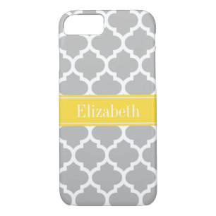 Coque iPhone 7 Gray White Moroccan #5 Pineapple Name Monogram