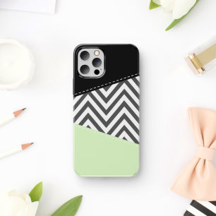 Case-Mate iPhone Case Gray Zigzag, Gray Chevron, Zigzag Pattern, Mint