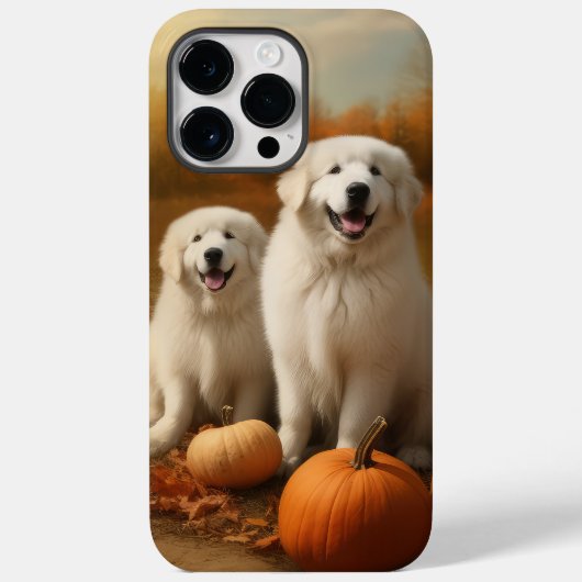 Coques Case-Mate iPhone Great Pyrenees chiot Autumn Delight Citrouille (Verso)