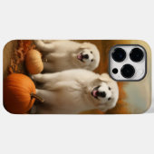 Coques Case-Mate iPhone Great Pyrenees chiot Autumn Delight Citrouille (Verso (horizontal))