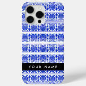 Coques Case-Mate iPhone Grec Fret Arabesque Bleu, Votre Nom, Personnaliser (Verso)