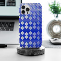 Grec Meander Carré clé H Motif bleu