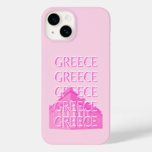 Coque Pour iPhone 14 Grèce, Art Voyage, Art Voyage Pastel, Rose