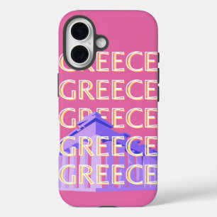 Coques iPhone 16 Grèce Travel Art, Summer Travel Art, Retro, Rose