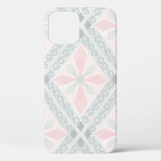 Coques Case-Mate iPhone Green and pink pastel diamond pattern (Verso)