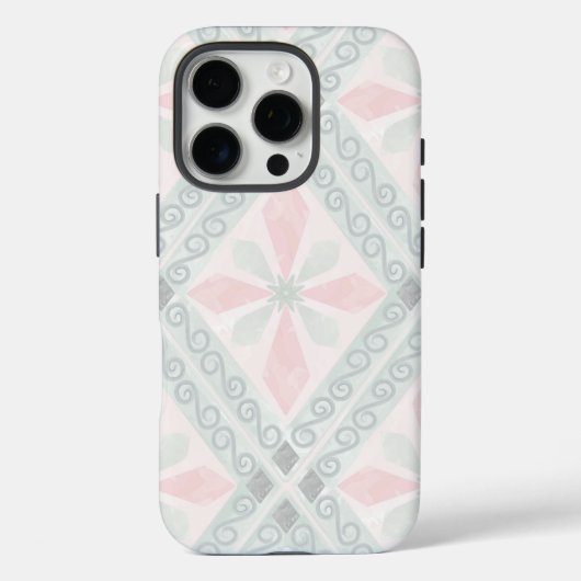 Coques Case-Mate iPhone Green and pink pastel diamond pattern (Verso)