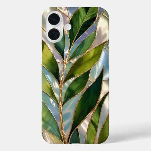Coques Case-Mate iPhone Green Botanical Stained Glass Phone Case (Verso)