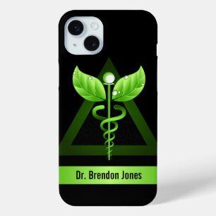 Coque iPhone 15 Mini Green Caduceus Natural Therapy Santé holistique
