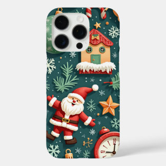 Coques iPhone 16 Pro Green Christmas Santa Claus House Phone Case
