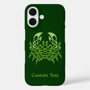Coques iPhone 16 Green crab Celtic Knot