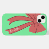 Coques Case-Mate iPhone Green Custody with Red Wine Bow and Personalized (Verso (horizontal))