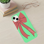 Coques Case-Mate iPhone Green Custody with Red Wine Bow and Personalized