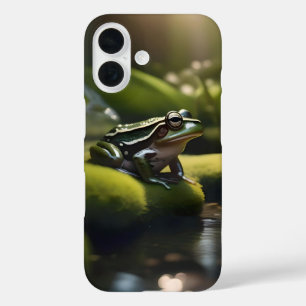 Coques iPhone 16 Green Frog Forest Life,