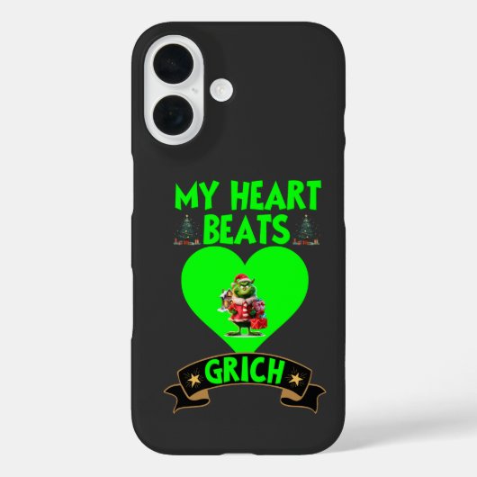 Coques Case-Mate iPhone Green Heart Grinch Christmas Love Festive (Verso)