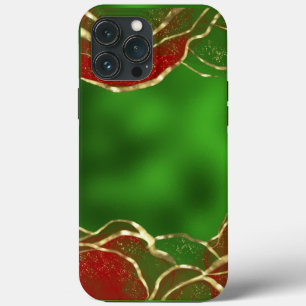 Case-Mate iPhone Case Green Metallic Red Alcohol Ink Holiday