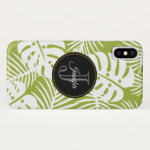Coques Case-Mate iPhone Green Palm Feuille Rainforest Motif Monogram (Dos (Horizontal))