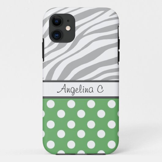 Coques Case-Mate iPhone Green Polka Dot Light Zebra Imprimer iPhone 5 Coqu (Dos)