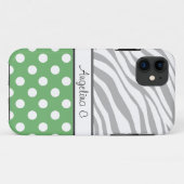 Coques Case-Mate iPhone Green Polka Dot Light Zebra Imprimer iPhone 5 Coqu (Dos (Horizontal))
