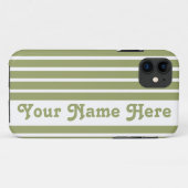 Coques Case-Mate iPhone Green Safari Stripe avec nom (Dos (Horizontal))
