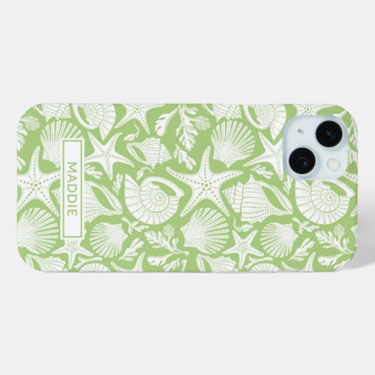 Coques Case-Mate iPhone Green Shells Personalized (Verso (horizontal))