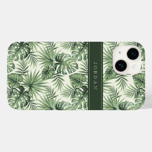 Coques Case-Mate iPhone Green Tropical Palm Feuille Motif (Verso (horizontal))