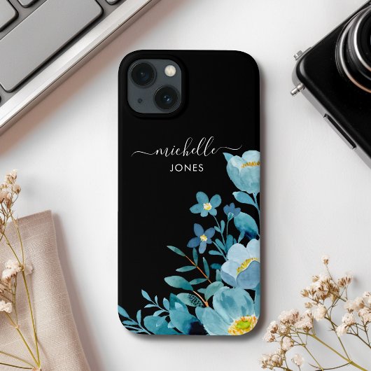 Coques Case-Mate iPhone Green Watercolor Flowers