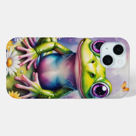 Coques Case-Mate iPhone Grenouille Avec Art numérique Fleur (Verso (horizontal))