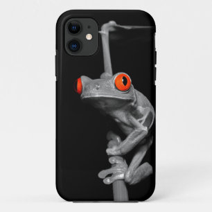 Coque iPhone 11 Grenouille d'arbre observée par rouge