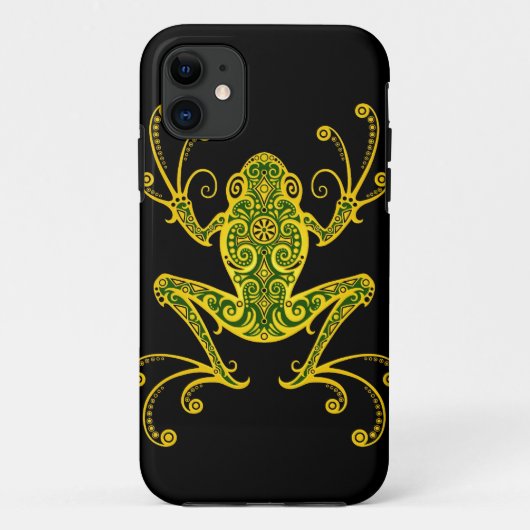 Coques Case-Mate iPhone Grenouille d'arbre verte et noire complexe (Dos)