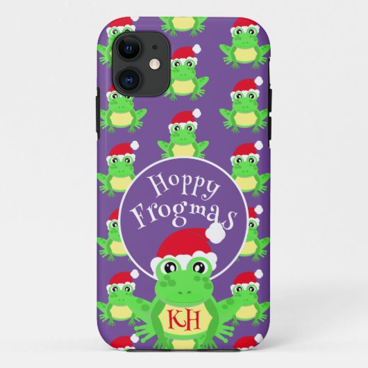 Coques Case-Mate iPhone Grenouille de Noël Santa Hat Motif Nouveauté pourp (Dos)