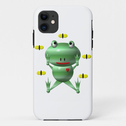 Coques Case-Mate iPhone Grenouille mignonne avec des mouches (Dos)