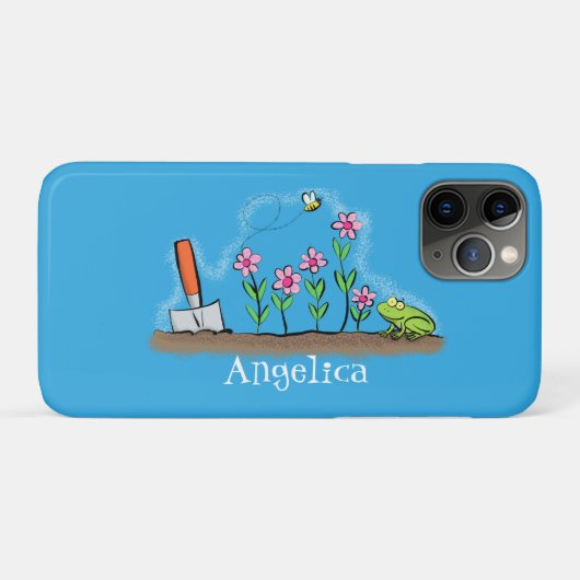 Coques Case-Mate iPhone Grenouille mignonne et abeille dans le jardin dess (Dos (Horizontal))