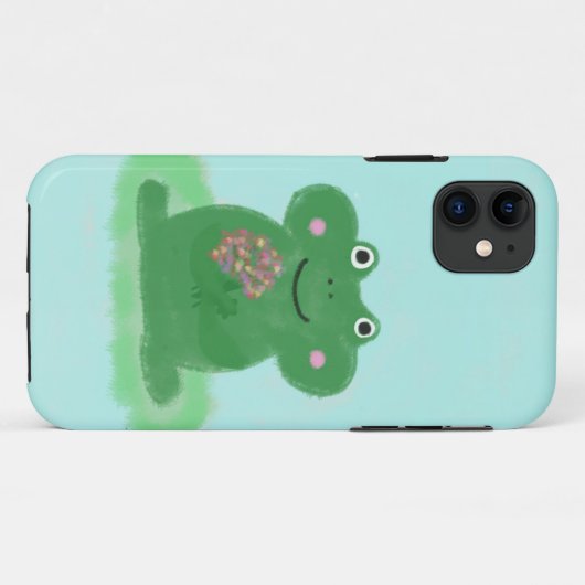 Coques Case-Mate iPhone grenouille verte aux fleurs (Dos (Horizontal))