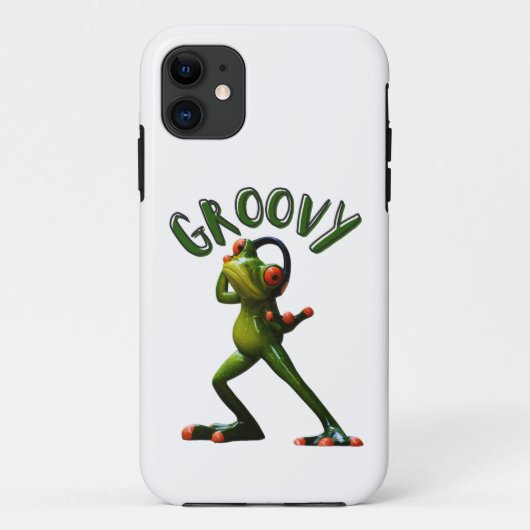 Coques Case-Mate iPhone Grenouille verte groovy (Dos)
