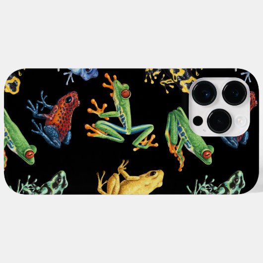 Coques Case-Mate iPhone Grenouilles sur noir (Verso (horizontal))