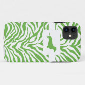 Coques Case-Mate iPhone Grève verte de zèbre avec Dachshund (Dos (Horizontal))