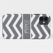 Coques Case-Mate iPhone Grey Chevron Nom personnalisé (Dos (Horizontal))