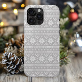 Coques Case-Mate iPhone Grey Fair Isle Sweat de Noël Motif