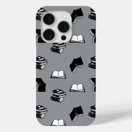Coques Case-Mate iPhone Grey Modern Boish Bibliophile Motif de livre (Verso)