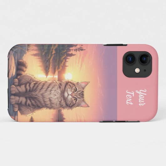 Coques Case-Mate iPhone Grey Tabby Chat par lac (Dos (Horizontal))
