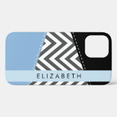 Coques Case-Mate iPhone Grey Zigzag, Grey Chevron, Bleu, Votre Nom (Verso (horizontal))