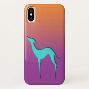 Etui iPhone Case-Mate Greyhound Whippet chien Bleu orange violet Ombre