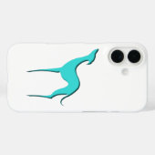 Coques Case-Mate iPhone Greyhound Whippet chien turquoise silhouette bleue (Verso (horizontal))