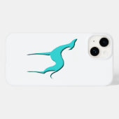Coques Case-Mate iPhone Greyhound Whippet dog Elégant silhouette turquoise (Verso (horizontal))