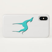 Coques Case-Mate iPhone Greyhound Whippet élégante silhouette turquoise (Dos (Horizontal))