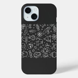 Coque Pour iPhone 15 gribouillages Halloween en retour