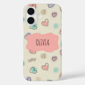 Coques Case-Mate iPhone Gribouillages joyeux de cœurs, de points et de lig (Verso)