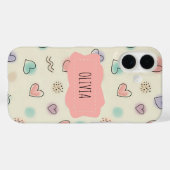 Coques Case-Mate iPhone Gribouillages joyeux de cœurs, de points et de lig (Verso (horizontal))