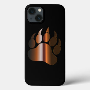 COQUES POUR iPhone GRIF PATTE D'OURS EN ACIER BRUN SUR FOND NOIR