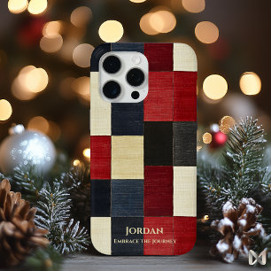 Coque iPhone 15 Pro Max Grille À damiers rustique - Sophistication texturé